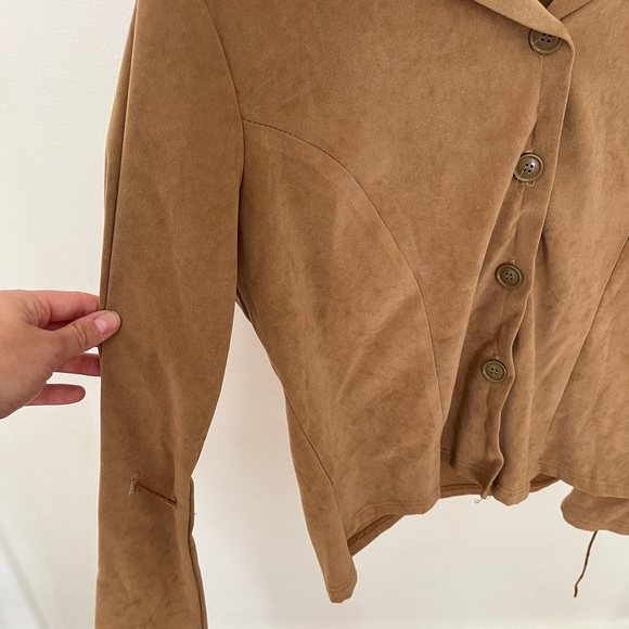Vintage Silhouette Classic Faux Suede Tan Blouse, Made in the USA - Picture 4 of 4